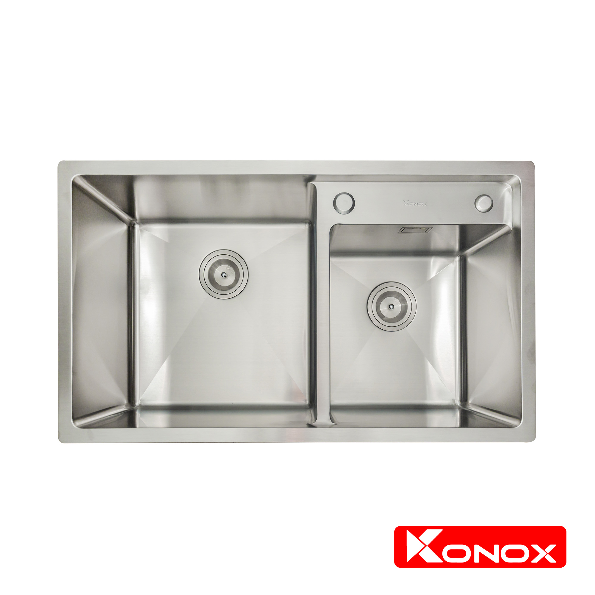 Chậu rửa bát Konox, Overmount Series, Model KN8248DO, Inox 304AISI tiêu chuẩn châu Âu, 820x480x228(mm), Full set gồm Siphon + giá úp bát inox, Hàng chính hãng