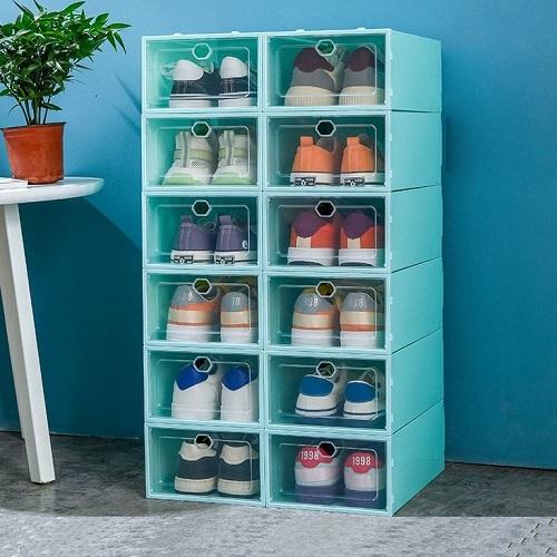 Hộp Đựng Giày Dép Lắp Ghép Thông Minh, Tủ Sắp Xếp Giày Nắp Nhựa Cứng Lắp Ráp Tiện Lợi