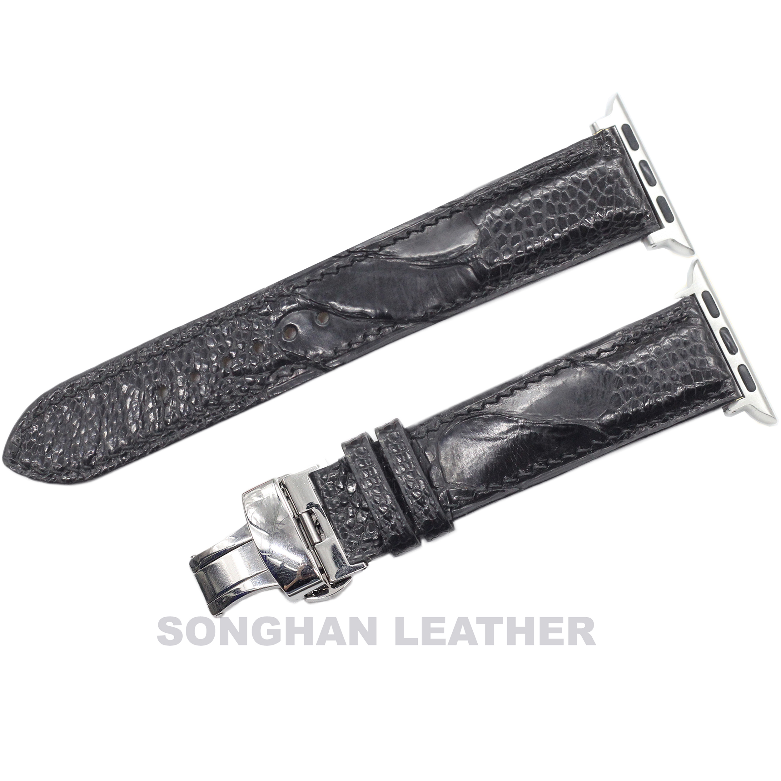 Dây Đeo Thay Thế Dành Cho Apple Watch Da Đà Điểu Vân To Khóa Gập Hoàn Thiện Thủ Công, Dây Da Apple Watch Series 2,3,4,5,6,7 Size 38mm,40mm,41mm,42mm,44mm,45mm Hàng Chính Hãng Songhan Leather