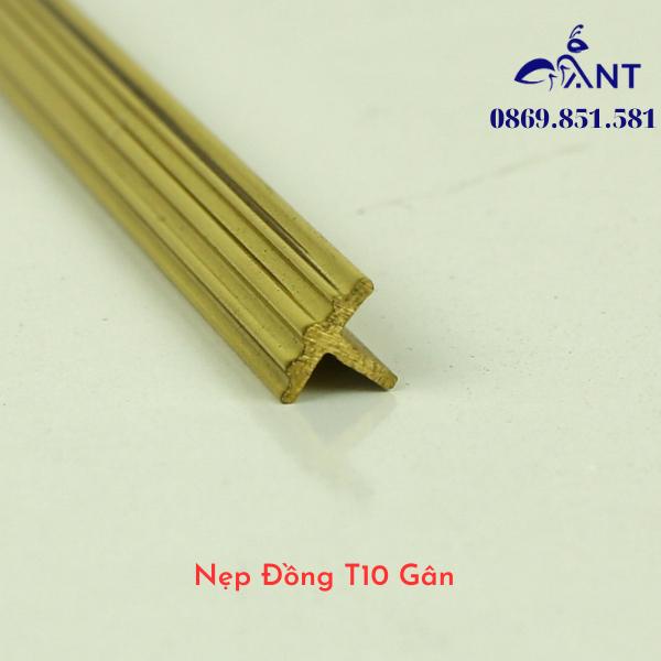 Nẹp Đồng T10 gân Vàng, Nẹp đồng chữ T, Nẹp đồng chống trơn,  giá 1m