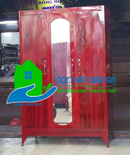 Tủ quần áo sắt 3 cửa ngang 1m2 cao 1m8 nhiều màu
