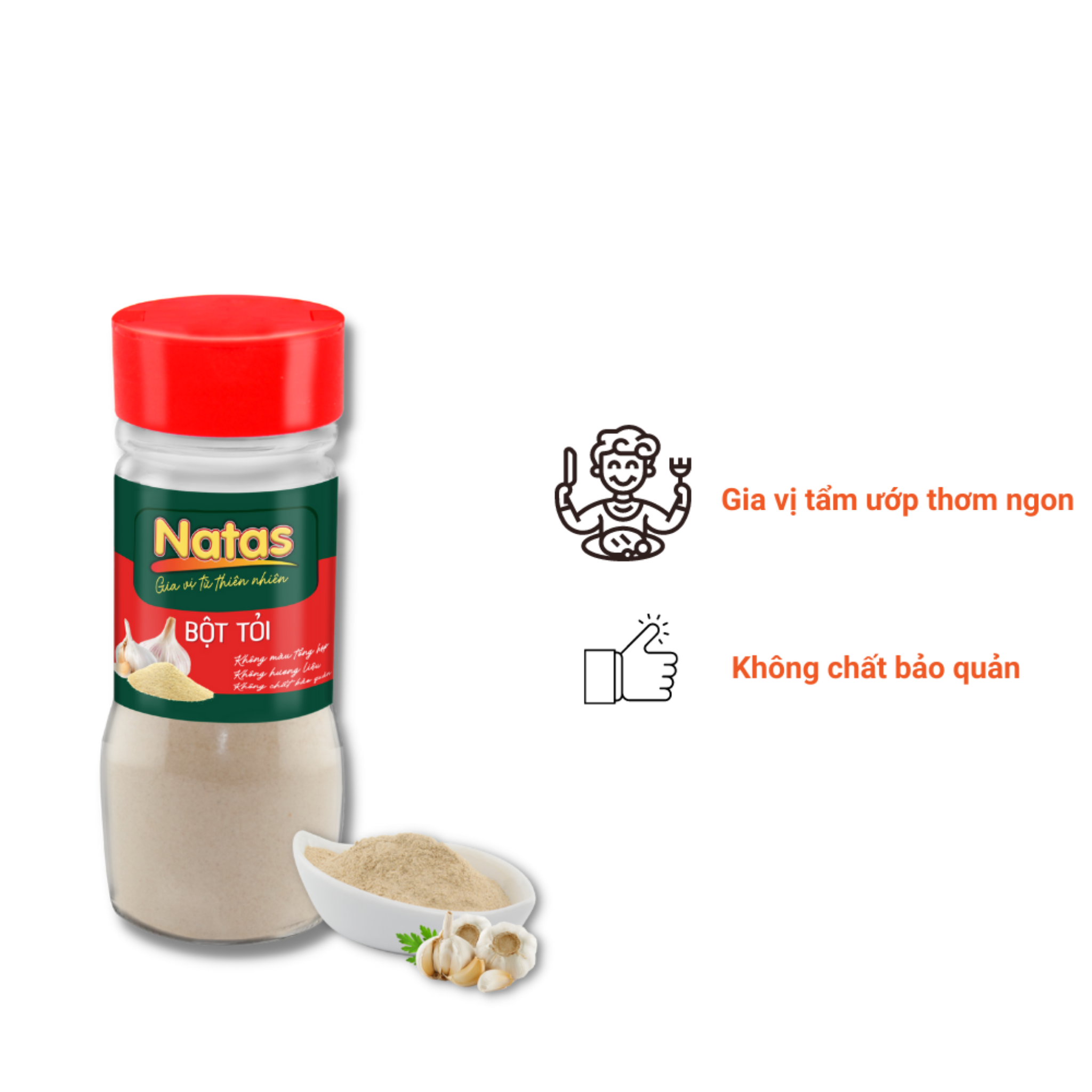 Bột Tỏi Natas Hũ 65g-Bột Gia Vị Tiện Dụng