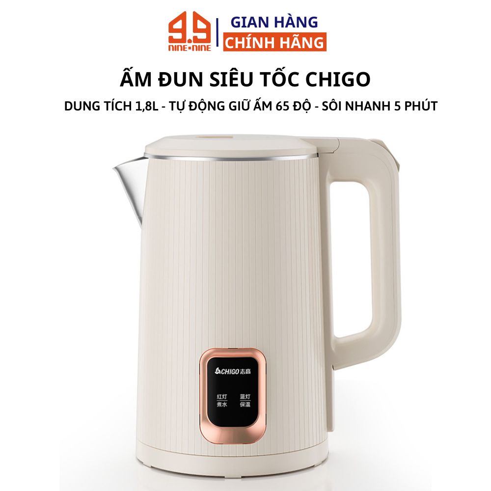 Ấm đun siêu tốc Chigo tự động giữ nhiệt, cách nhiệt 2 lớp dung tích 1,8L