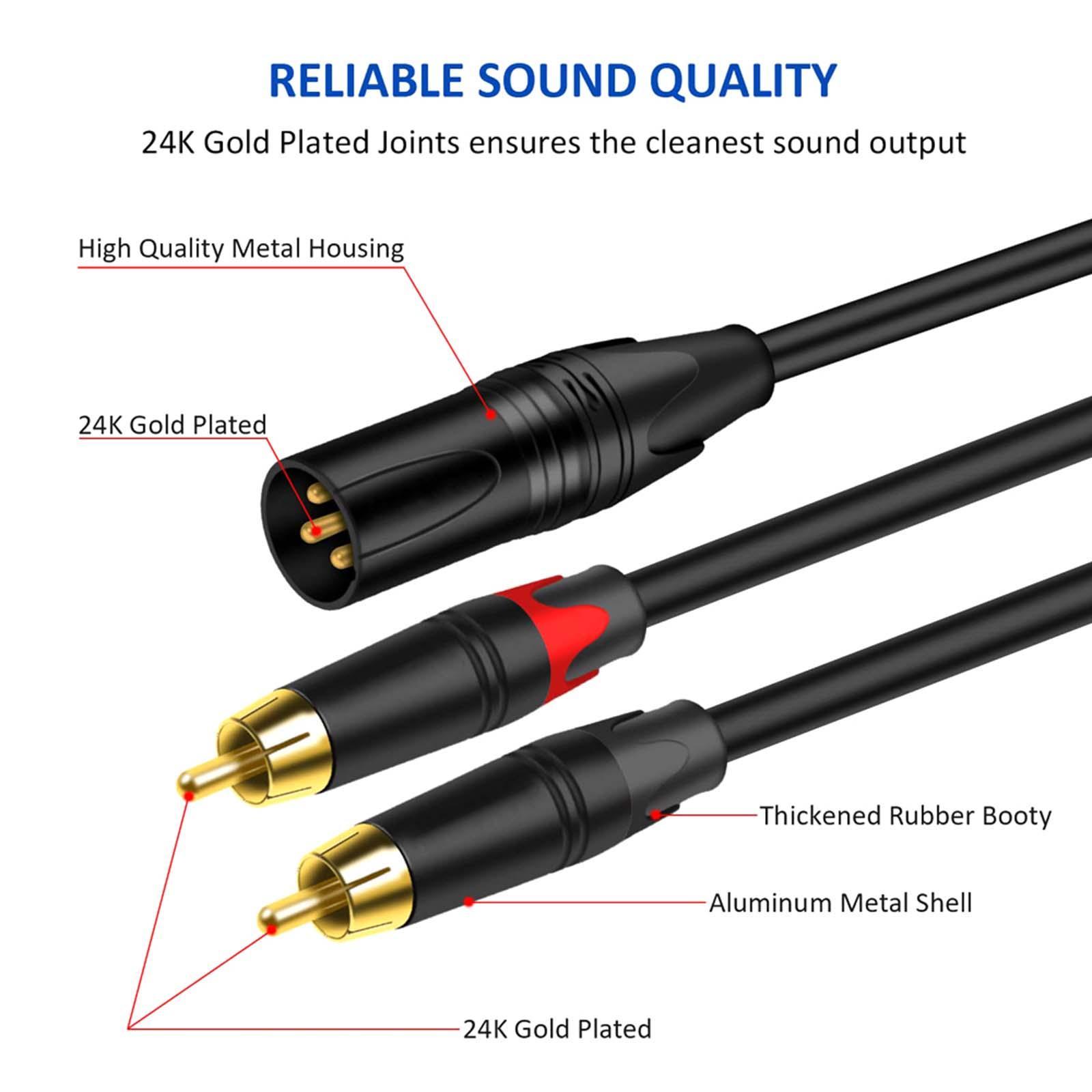 XLR to Dual Cable Phone Plug Male Lead for . Recorders