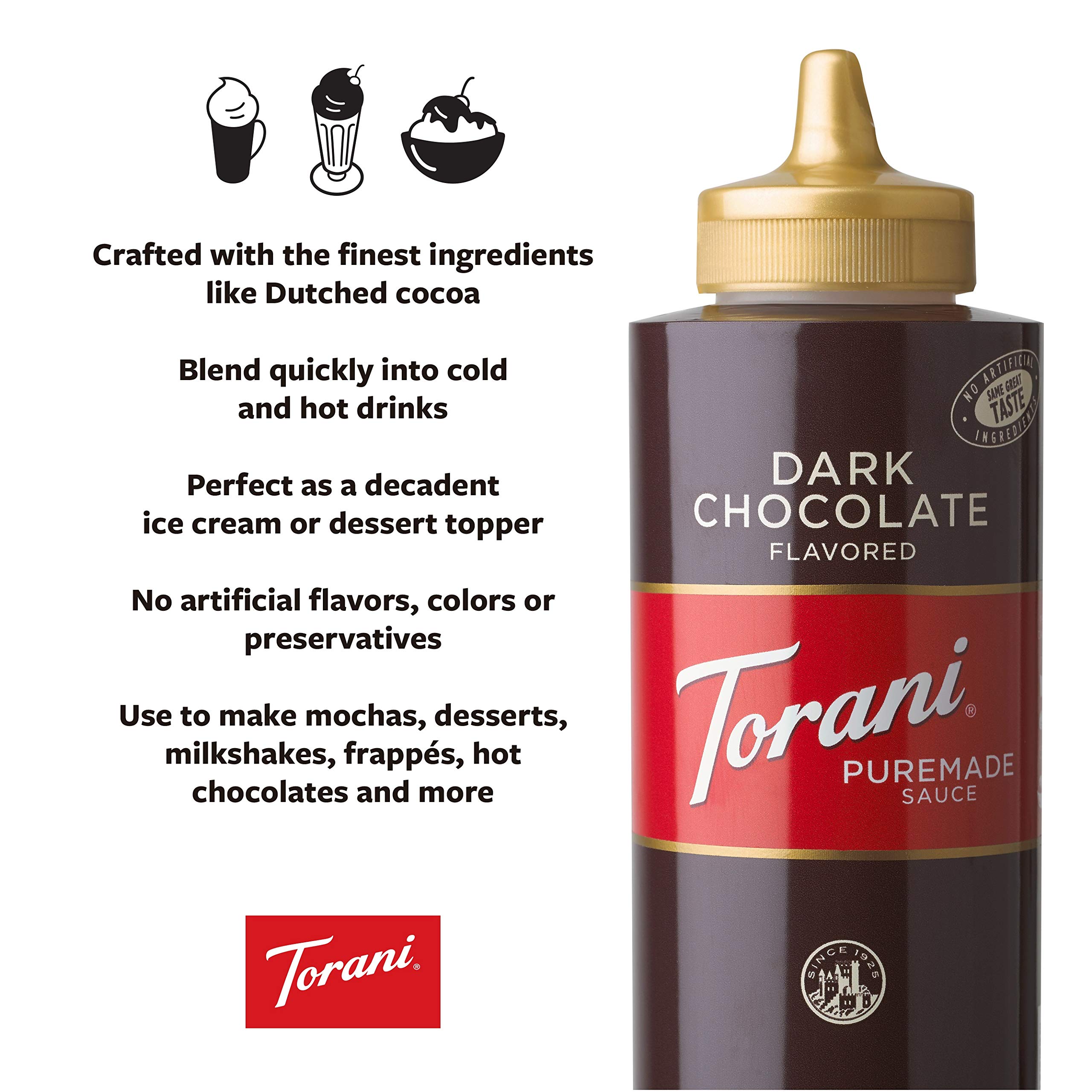 Sốt Socola Đen Torani Puremade Dark Chocolate Flavored Sauce 468gram Mỹ