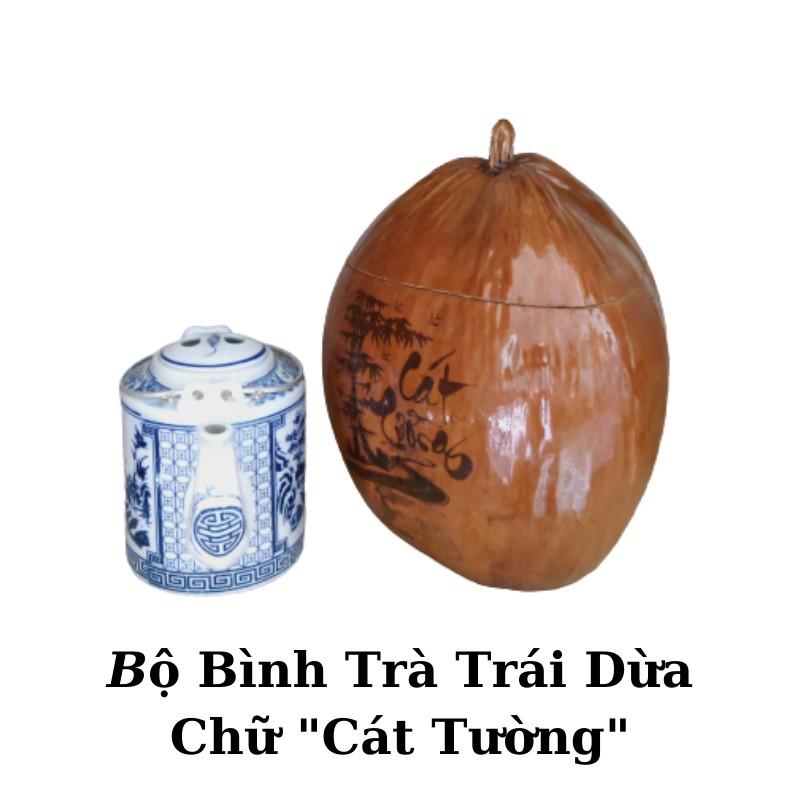 Bộ Giữ Ấm Bình Trà Trái Dừa Hoa Văn Lồng Chữ &quot;Gia Đình&quot;; Chữ &quot;Cát Tường&quot; - Bình Trà 500 - 1000ml