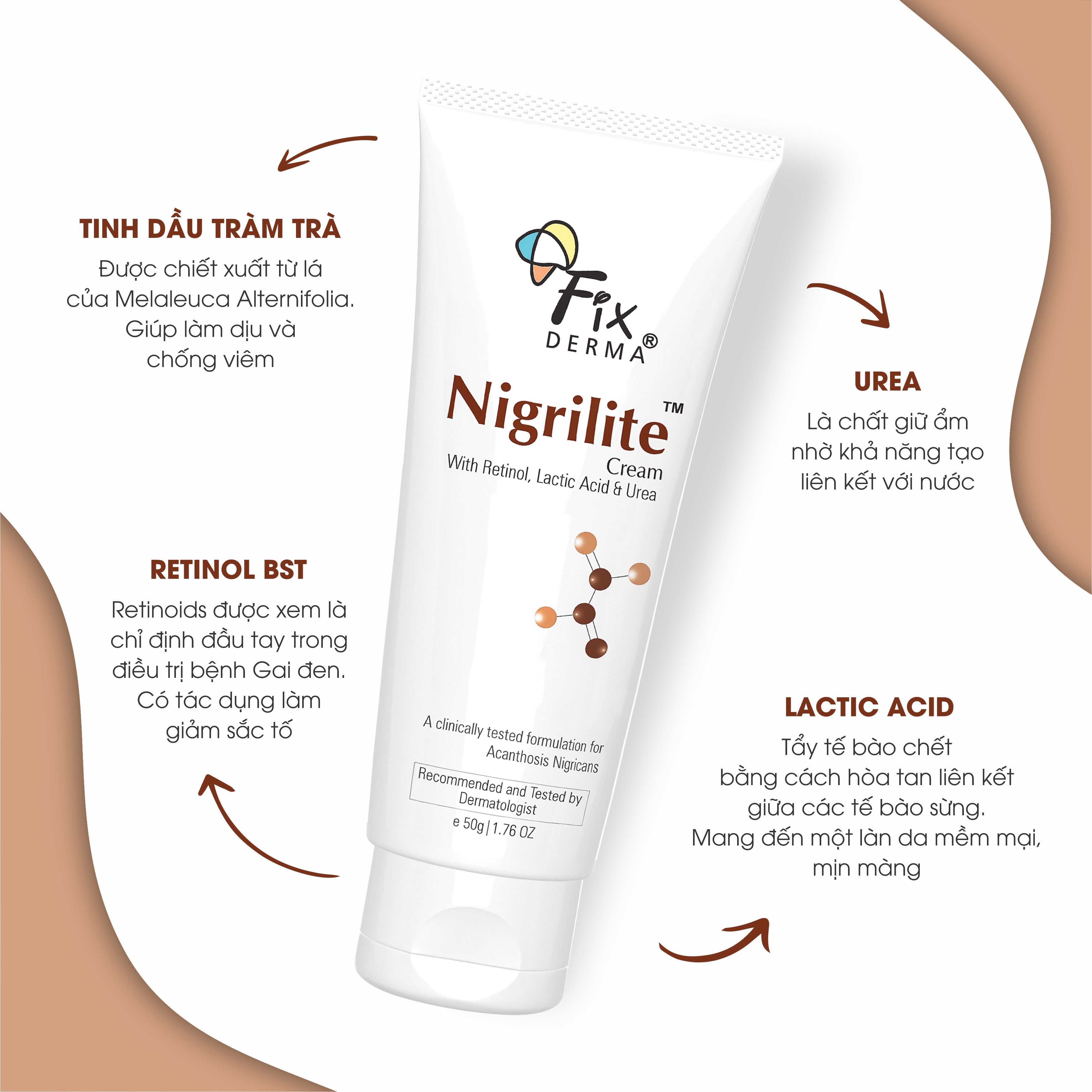 Kem Dưỡng Làm Mờ Vết Thâm Trên Cơ Thể Fixderma Nigrilite Cream Giúp Giảm Thâm Ở Vùng Nách, Mông, Bẹn, Cổ - Hùng Lợi 50g