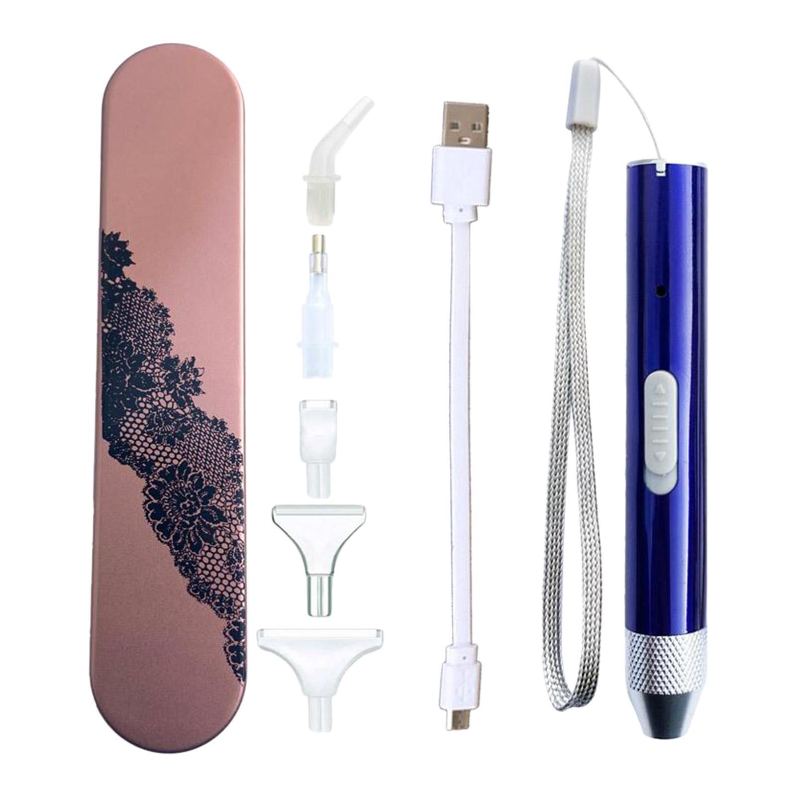 5D Diamond Painting Point Drill Pen, Square Round Drill DIY Accessories Lighting Diamond Painting Tool with USB Cable and Storage Bag