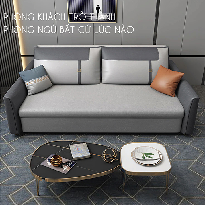 [Sale Sốc] Giường Sofa Thông Minh Gấp Gọn Tiết Kiệm Không Gian, Sofa Bed Vải Bọc Công Nghệ Nano Kháng Khuẩn Giá Rẻ - KT : 1M50 X 1M95