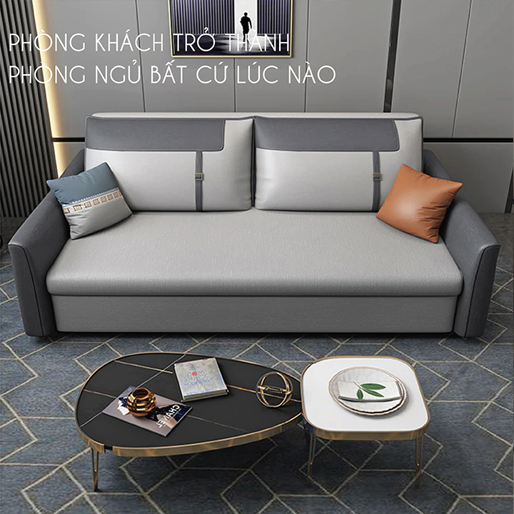 Giường Sofa Vải Sợi Nano Cao Cấp - Ghế Sofa Giường Đa Năng Có Ngăn Chứa Đồ,Vải Sợi Nano Cao Cấp , Chuyển Đổi Từ Ghế Sang Giường Tiện Lợi , Tiết Kiệm Không Gian