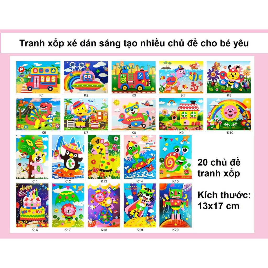 Tranh xốp xé dán giấy đồ chơi thủ công sáng tạo cho bé phiên bản 2021
