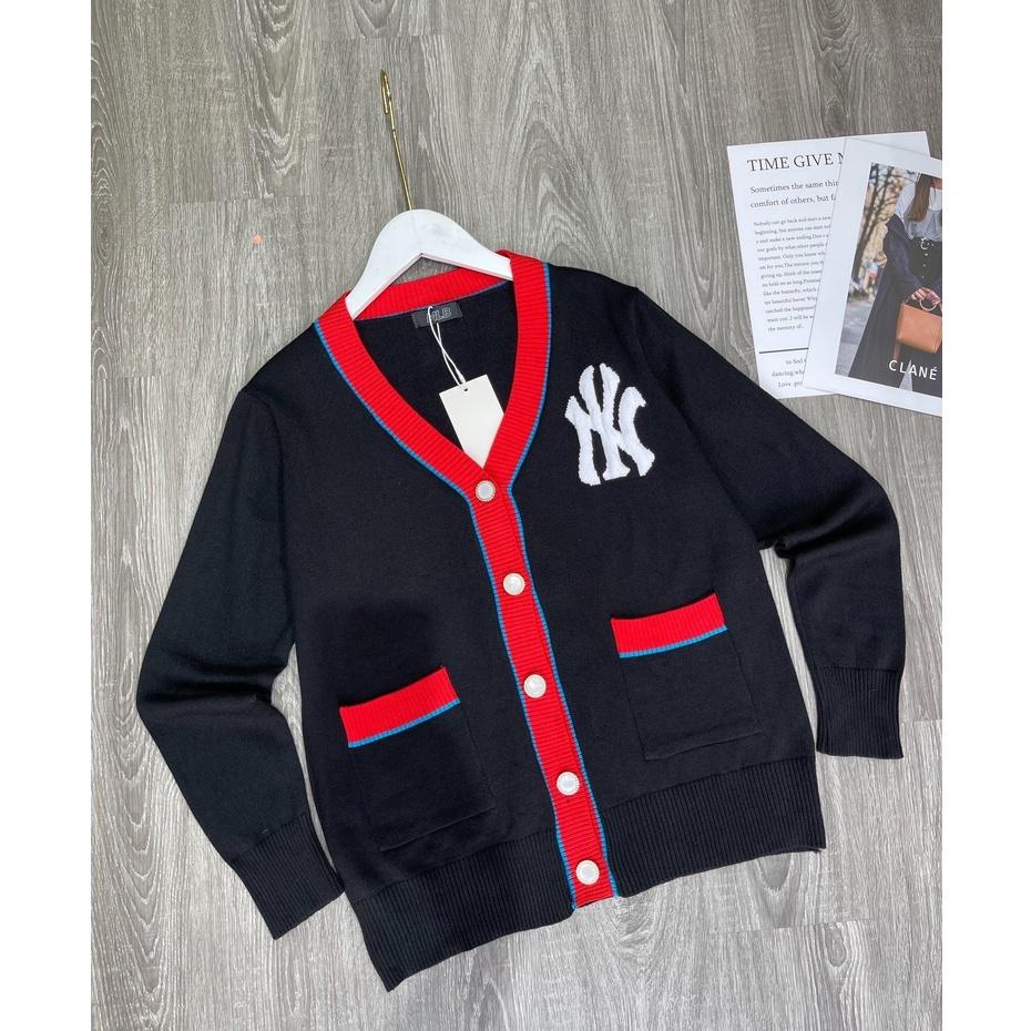 Áo khoác Cardigan họa tiết NY phối viền Quảng Châu cao cấp, Cadigan len dệt kim dày dặn thương hiệu thời trang D&amp;R L039