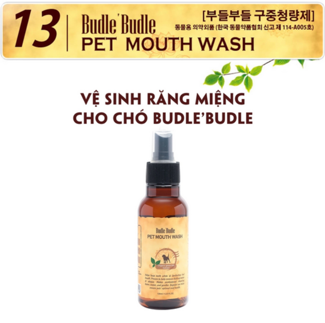 Xịt Vệ Sinh Răng Miệng Cho Chó Budle'Budle Hàn Quốc - Khử mùi, diệt khuẩn, ngăn viêm nướu cho chó - không cần sút lại nước