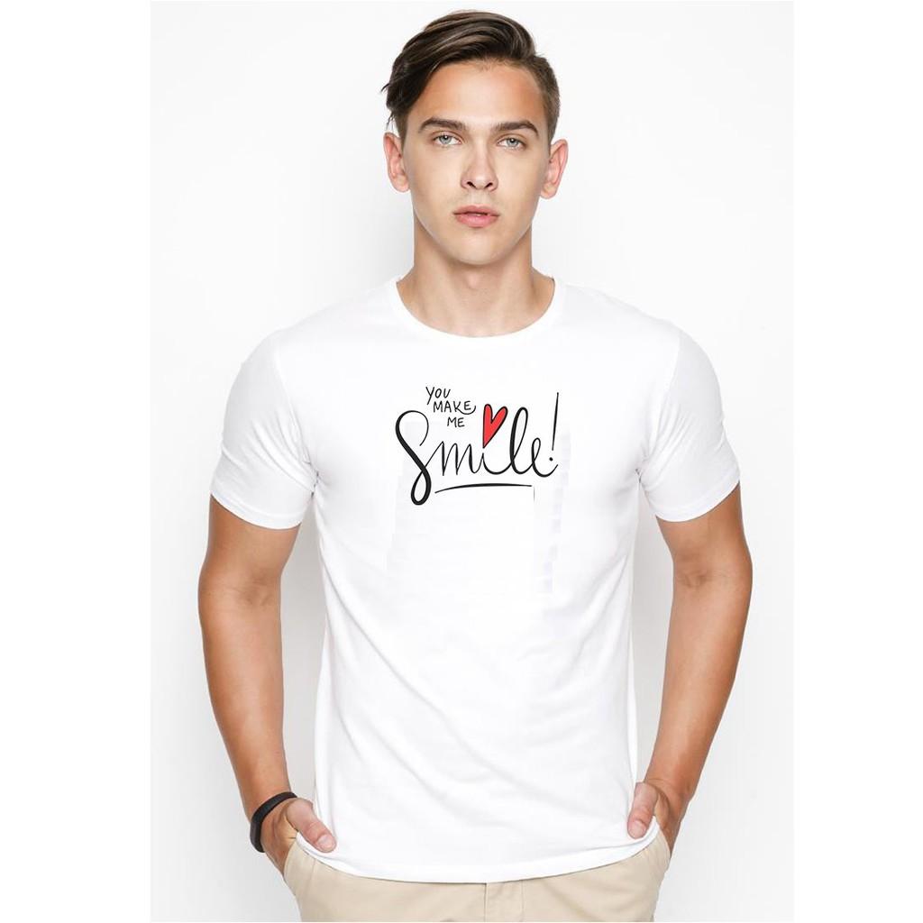 Áo thun nam in hình you make me smile Hàn Quốc vải dày mịn TEE19S110