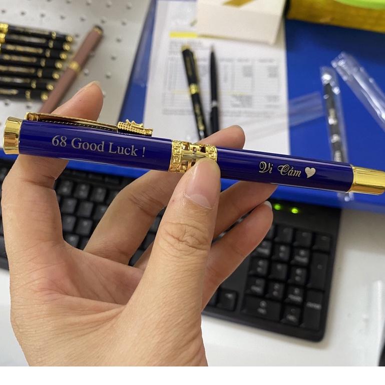 Bút ký kim loại khảm rồng ST02️ngòi 0,5mm,khắc tên in logo theo yêu cầu️tặng kèm 01 ngòi bút- ST PEN