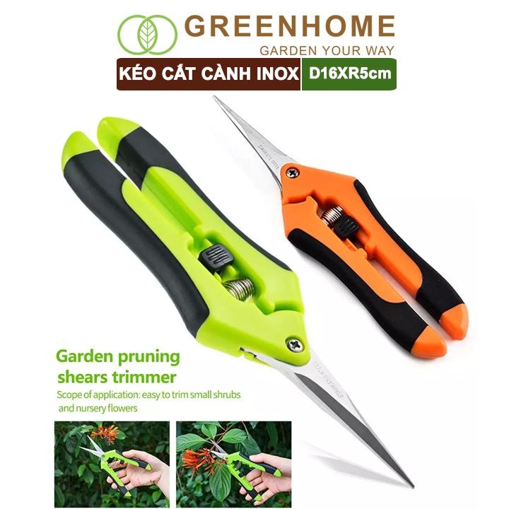 Kéo Cắt Cành GreenHome, D16,5xR4,5cm, Inox, Mũi Nhọn, Siêu Bén, Không Gỉ, Có Khoá An Toàn, Nhiều Màu Lựa Chọn
