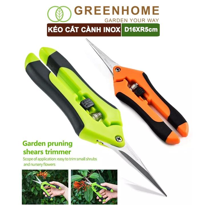 Kéo cắt cành, D15,5xR4,5cm, inox, mũi nhọn, siêu bén, không gỉ, có khoá an toàn |Greenhome