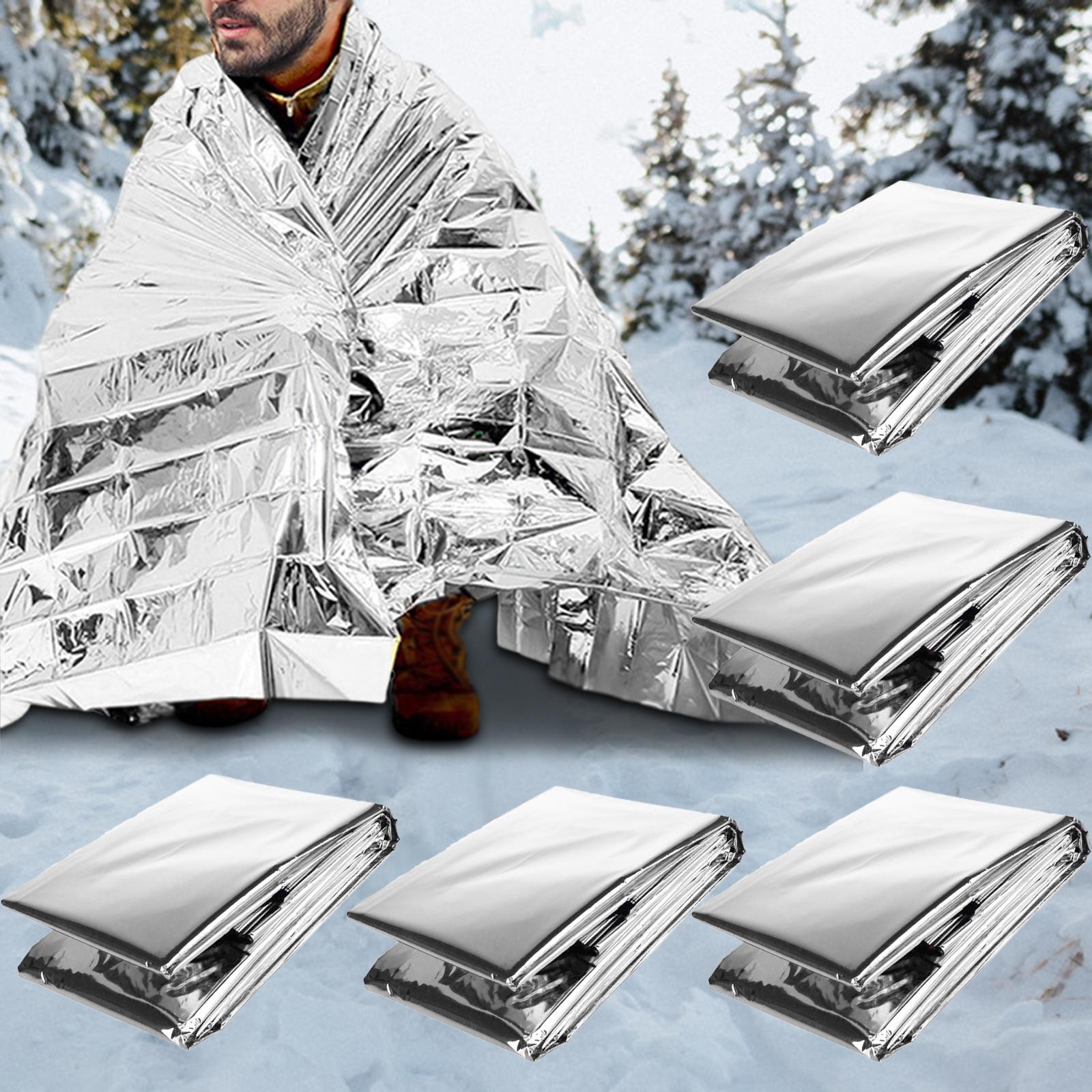 5 Pieces Thermal Blanket 130*210cm Foil Space Blanket for First Aid