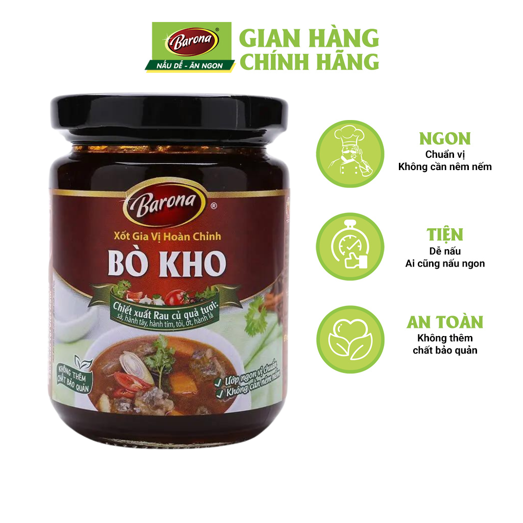 Xốt Gia Vị Hoàn Chỉnh Barona - Bò Kho 250gr (dạng hũ)