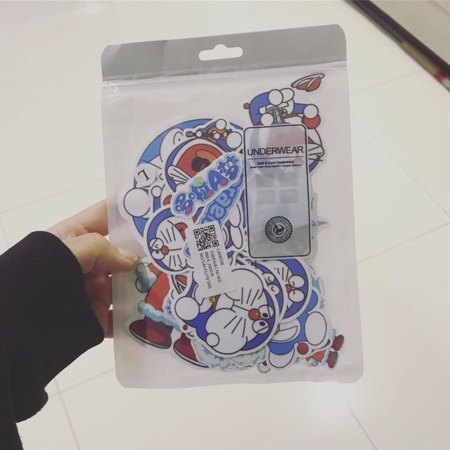 Set sticker doremon chống nước dán vali