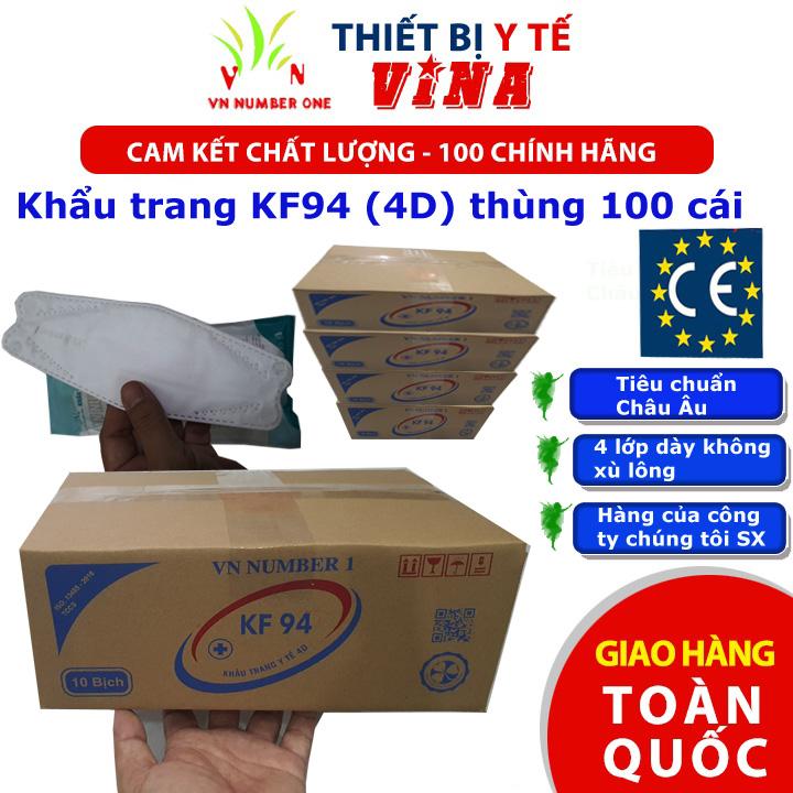 Sỉ 01 thùng Khẩu trang KF94 , Khẩu trang 4D có kháng khuẩn 4 lớp dày