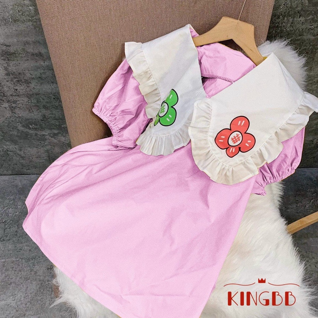 Đầm váy babydoll phối hoa cho bé gái đi chơi đi học mát từ 12-40kg hàng thiết kế cao cấp