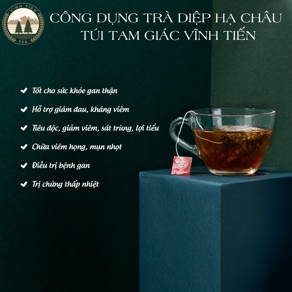 Trà Diệp Hạ Châu Túi Tam Giác Vĩnh Tiến (Hộp 15 túi x 2,5g) - Giải Độc Gan, Thanh Nhiệt Cơ Thể, Ngủ Ngon