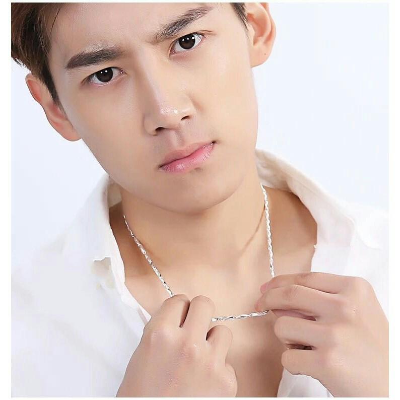 Dây chuyền mắt xích/Vòng cổ nam, bạc, thời trang, kiểu dáng đơn giản