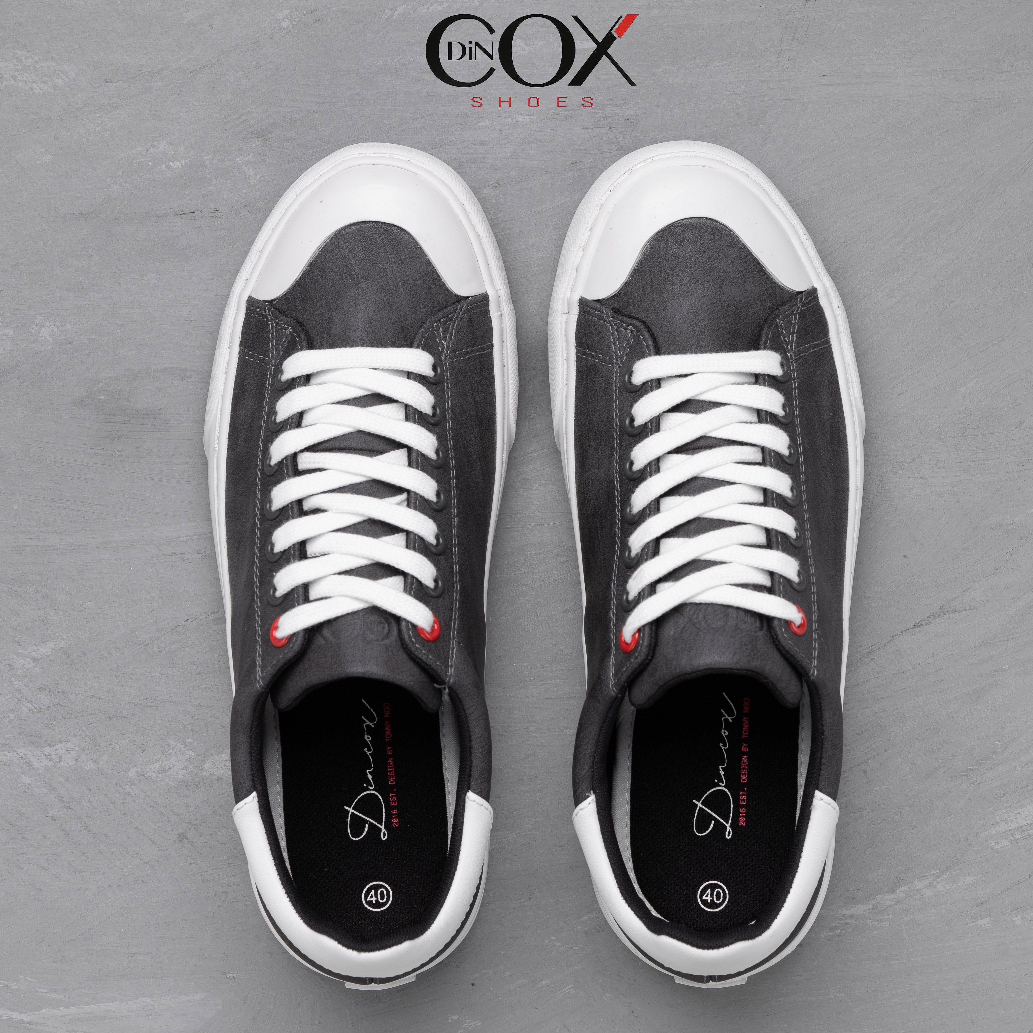Giày Sneaker Da Nam DINCOX C13 Cách Điệu Sáng Tạo Charcoal