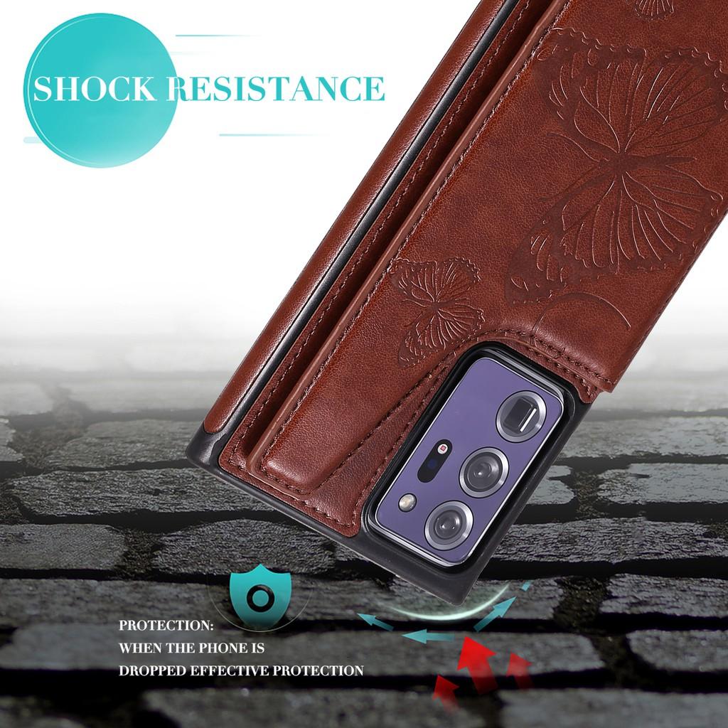 Bao Da Nắp Gập Có Ngăn Đựng Thẻ In Hình Bướm 3d Cho Samsung Galaxy Note20 Ultra S20 Ultra S20 + S20 Plus