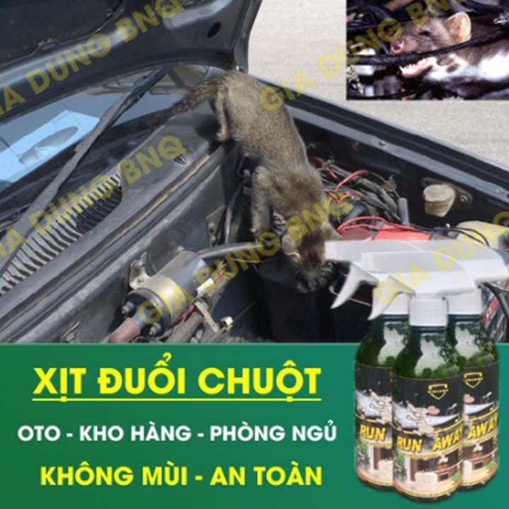 Bình Xịt Đuổi Chuột Côn Trùng 300ml Trong Ô Tô Và Nhà Run Away Chiết Xuất Thảo Mộc Tự Nhiên Không Mùi An Toàn