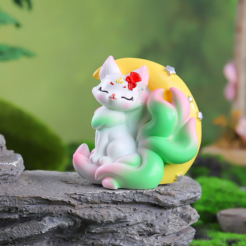Mô Hình Cữu Vĩ Thiên Hồ Cáo Nhỏ 9 Đuôi Decord Trang Trí Quà Tặng_ Hàng chính hãng