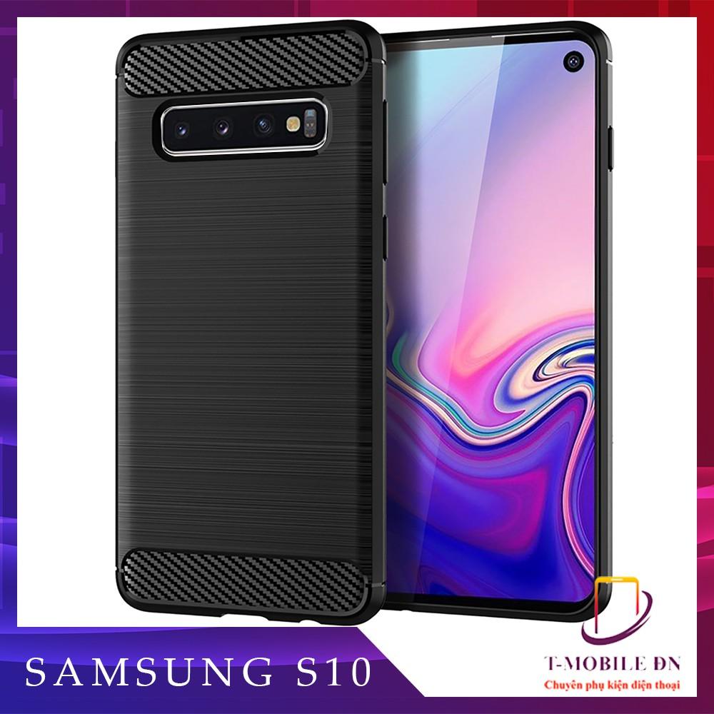 Ốp lưng cho Samsung S10 S10E S10+ Plus Lite dẻo Carbon phay xước chống sốc chống vân tay