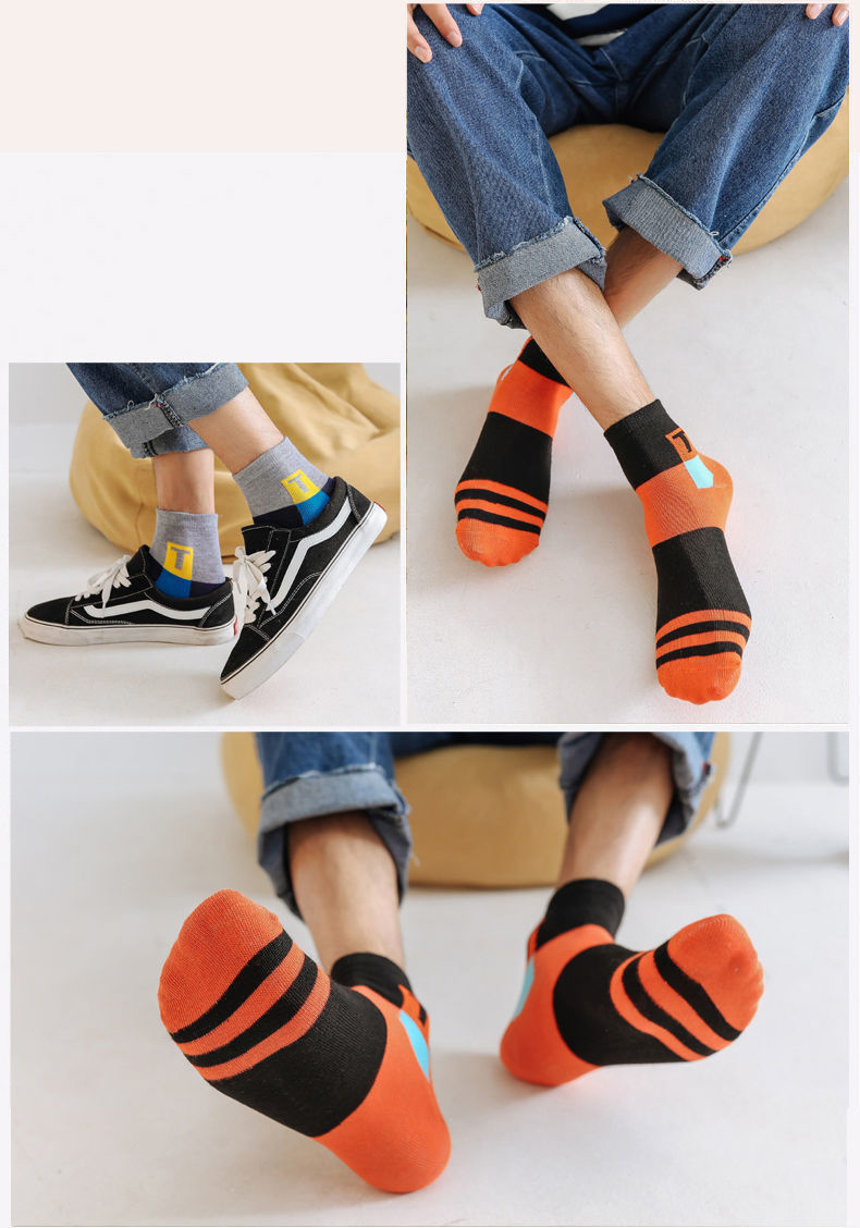 Combo 5 đôi tất nam cổ trung cotton dày dặn thấm hút tốt vớ nam thoáng khí khử khuẩn ChữT co dãn