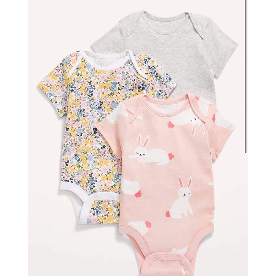 Set 4 bộ bodysuit cộc tay chất cotton xuất dư cho bé