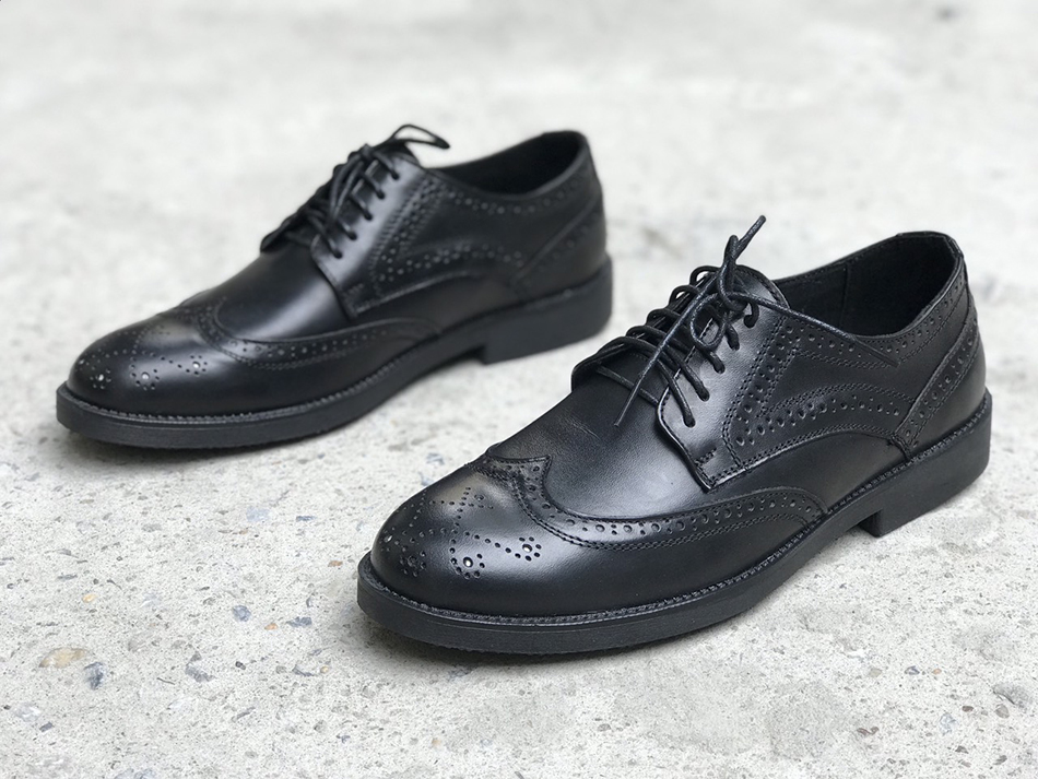 Giày Tây nam da bò công sở cao cấp Derby Wingtip