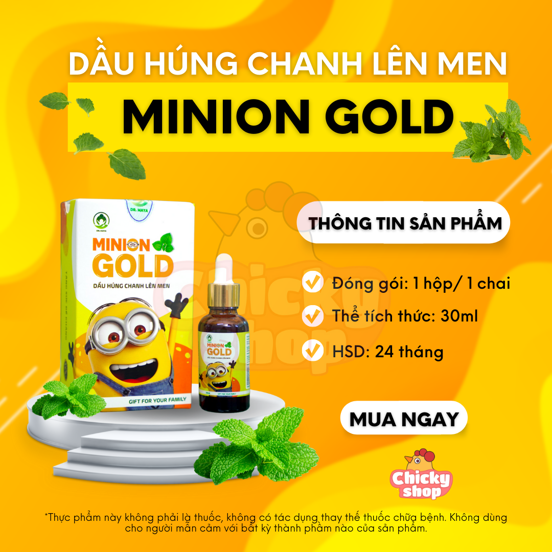 Dầu húng chanh lên men Minion gold 30ml tăng đề kháng, giảm ho, khò khè