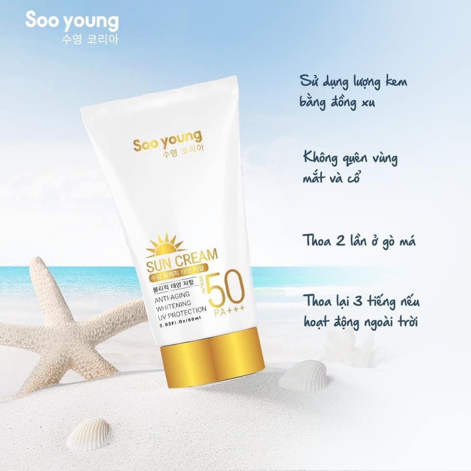 KEM CHỐNG NẮNG SUN CREAM SPS 50+ PA+++ SOO YOUNG