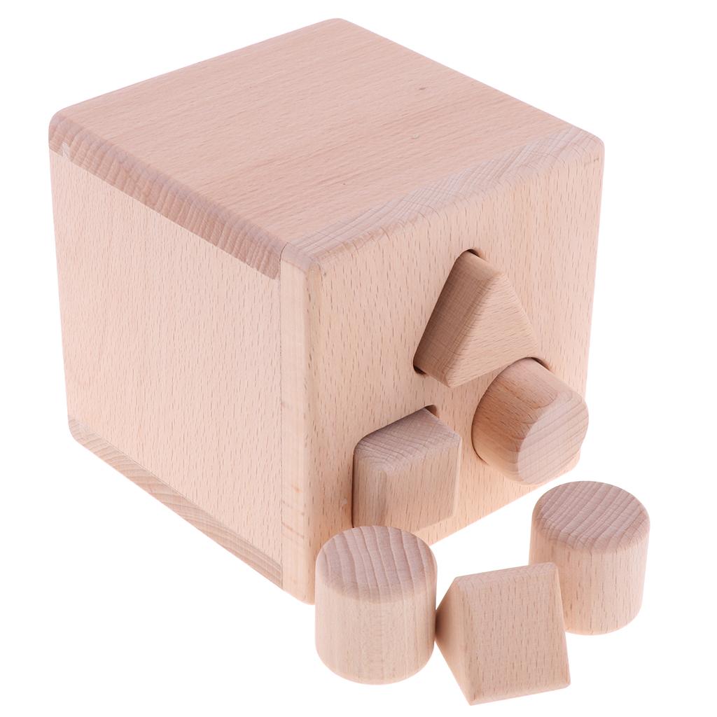 Wooden Shape Sorter Box - Baby Geometric Building Block Sorting & Matching Game Toys Early Shapes Cognitive Learning