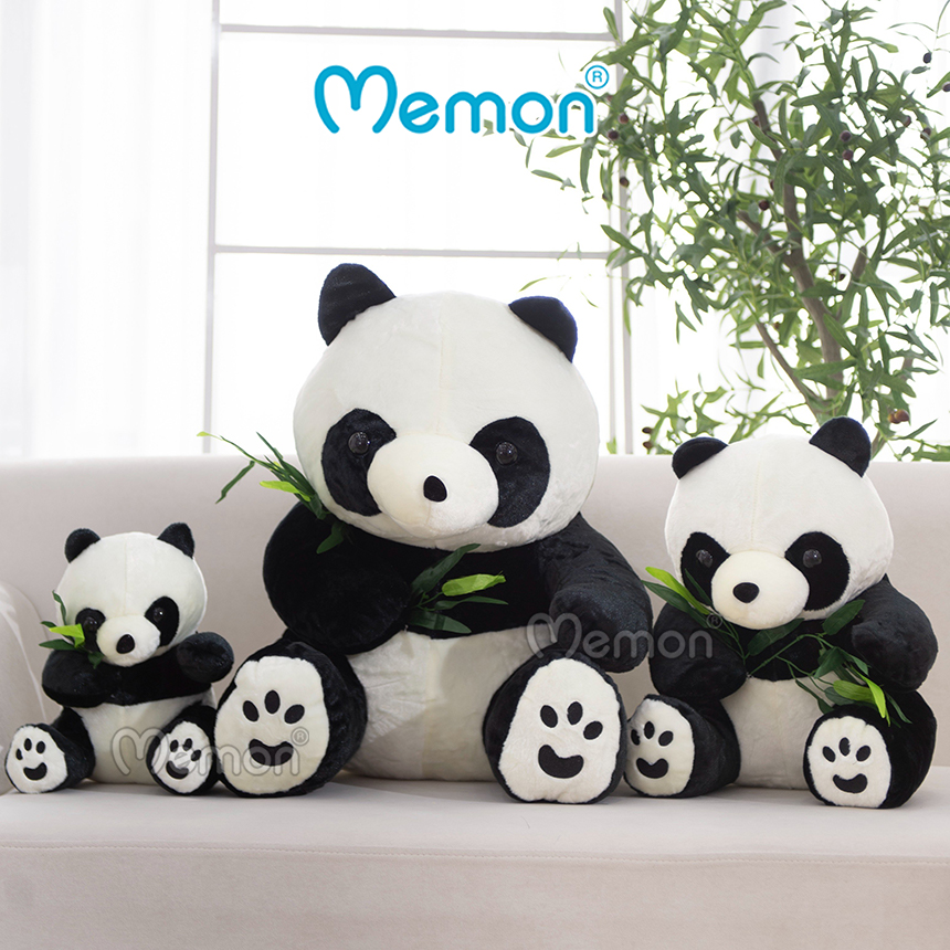 Gấu Bông Gấu Trúc Cầm Cành Trúc 25cm -55cm Cao Cấp Memon, Gấu Trúc Nhồi Bông Cute