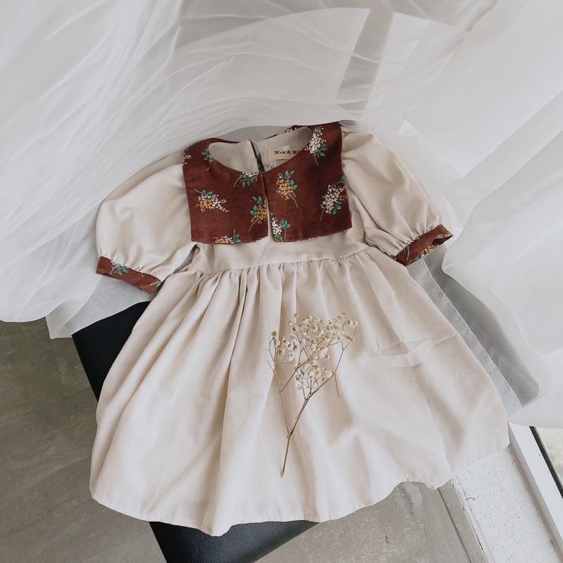 Đầm Cho Bé Mick and Milk 1,2,3,4,5,6 Tuổi Váy Trẻ Em Hàng Thiết Kế Phong Cách Vintage Chất Liệu Mát Mẻ Dễ Thương