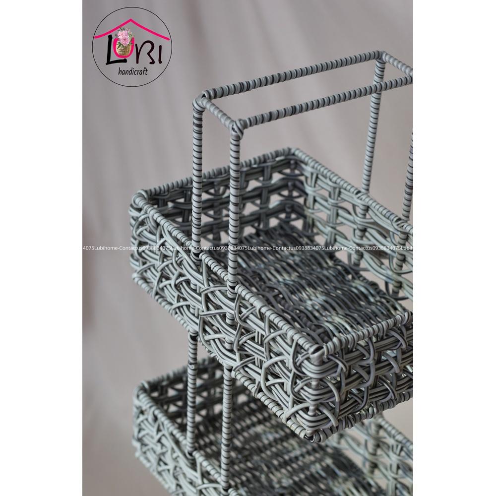 Lubihandicraft - Kệ đựng đồ đan dây nhựa cao cấp 4 tầng - tiện lợi, bền đẹp