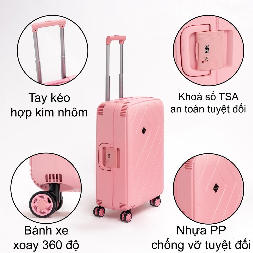 Vali kéo du lịch SUNNY BUBULE size 24 - nhựa PP chống vỡ tuyệt đối, khóa hải quan TSA