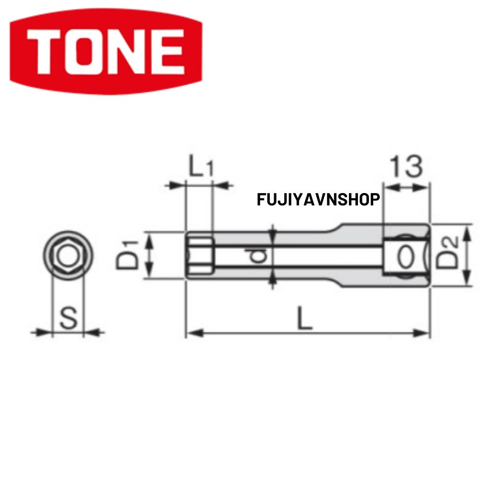 Đầu tuýp dài 6 cạnh Tone HP3S-10L ra lục giác 10mm