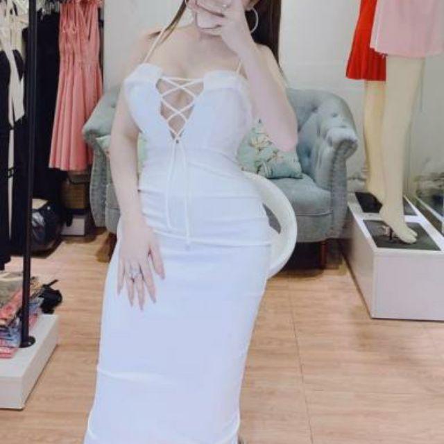 Đầm đan dây hở ngực cúp sexy