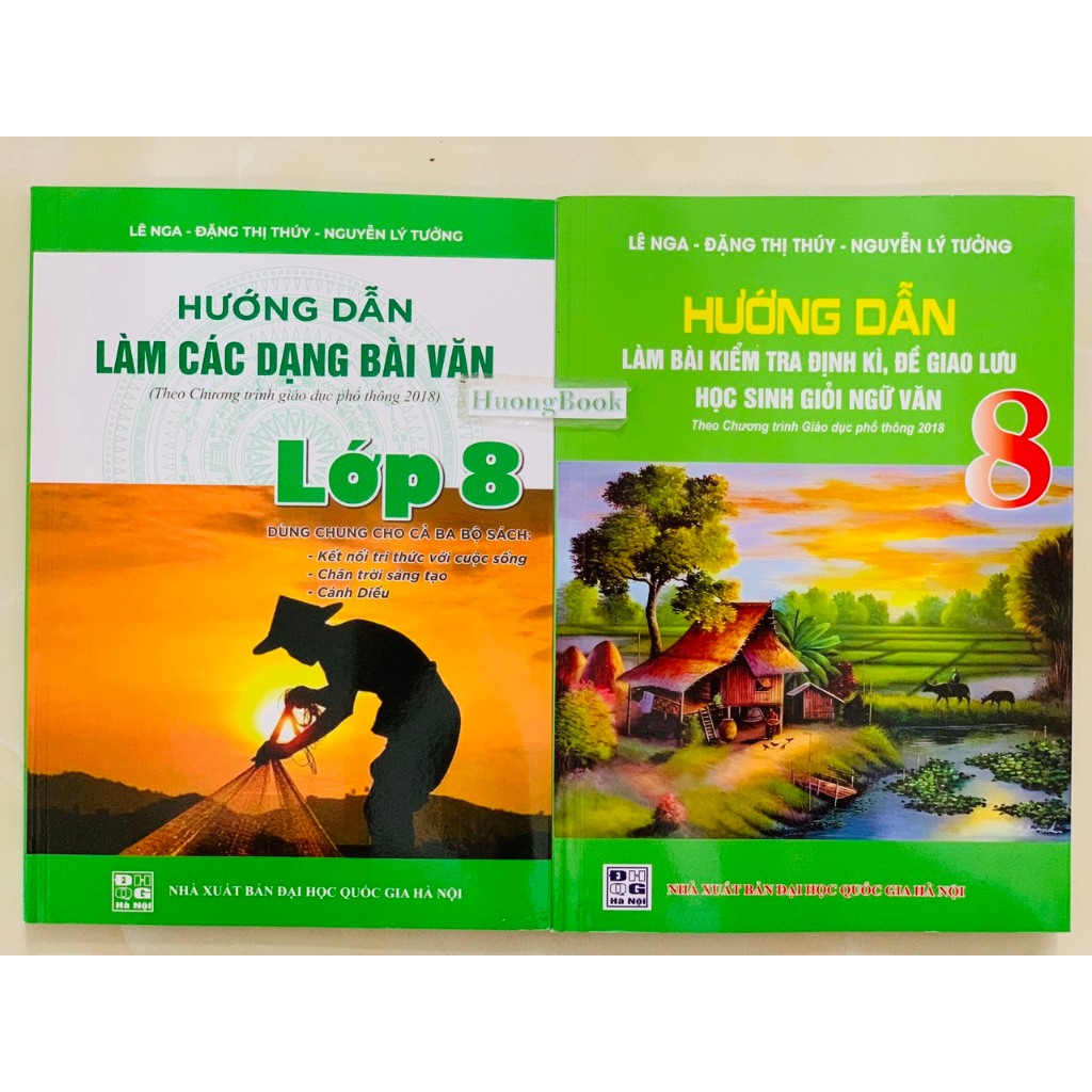 Sách - Combo 2 cuốn Hướng dẫn làm bài kiểm tra định kì + Hướng dẫn làm các dạng bài văn lớp 8  - 2023