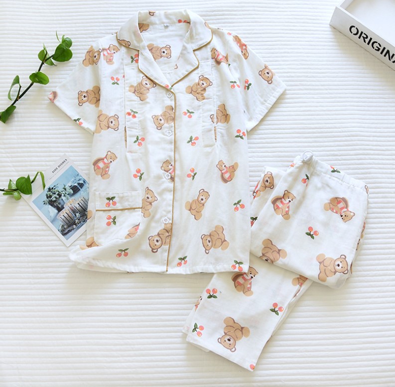 Pijama sau sinh thô đũi ngắn tay Azuno AZ2808 có thiết kế cho con bú