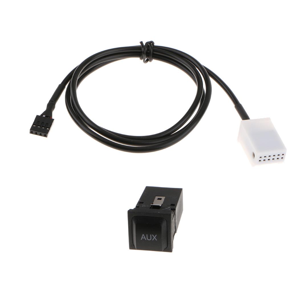 AUX Audio Cable + Switch Socket Black