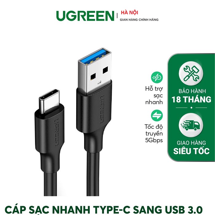 Cáp dữ liệu USB 3.0 sang Type-c truyền dữ liệu giữa máy tính và ổ cứng USB dài 2m Ugreen hàng chính hãng