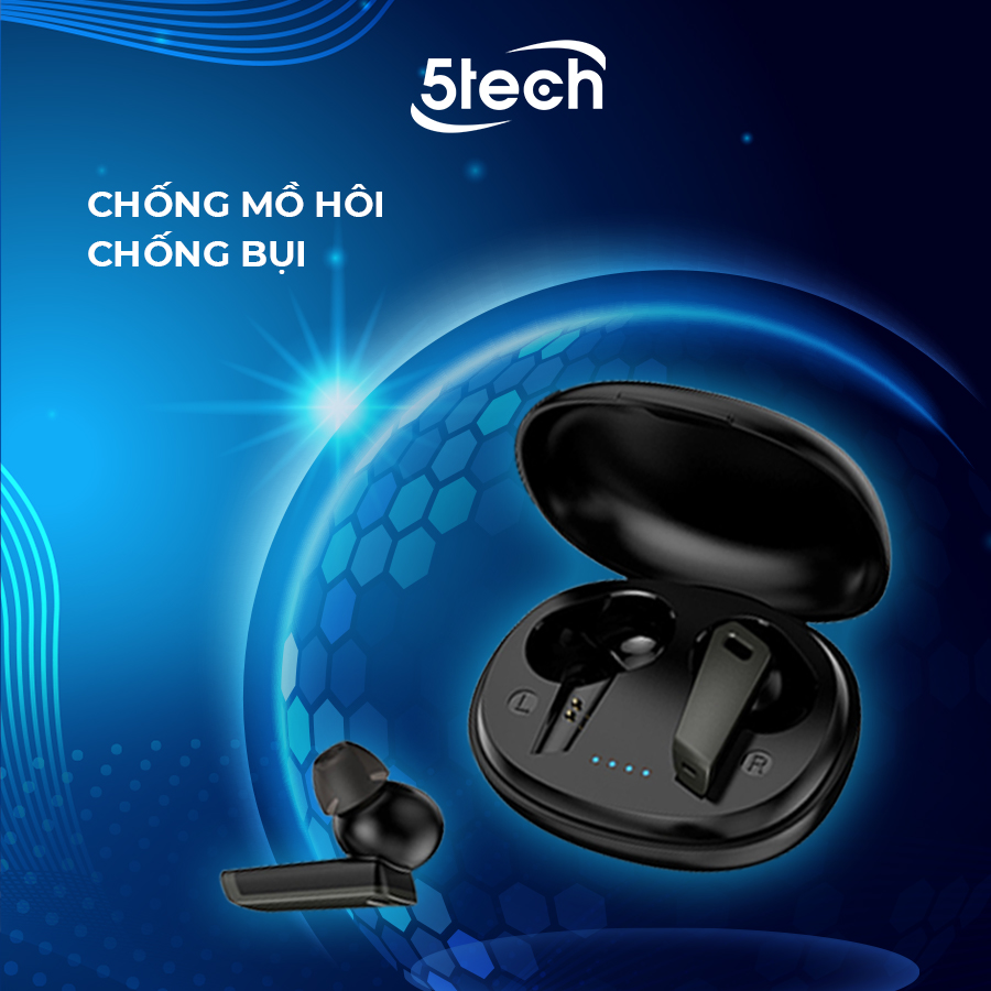 Tai nghe bluetooth, tai nghe không dây 5TECH 5T229 nhét tai, hàng chính hãng full chức năng cảm ứng nhậy âm thanh chuẩn HIFI